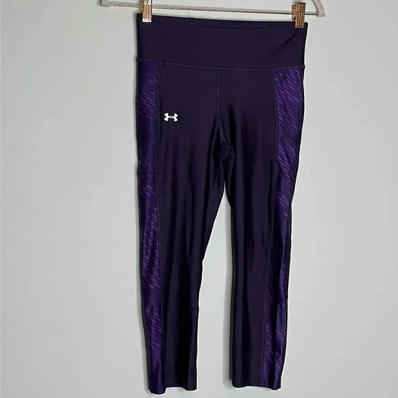 UNDER ARMOUR Mileage S Purple Print Leggings EUC - Picture 1 of 12